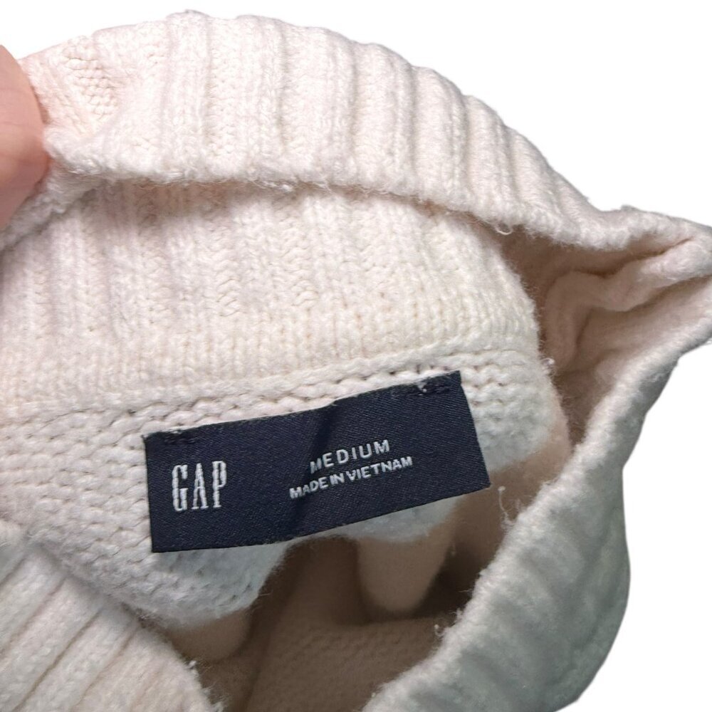 Gap Fuzzy Oversized Turtleneck Sweater Cream Pilling Relaxed Medium - Picture 5 of 6